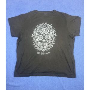 Del Sol St Thomas womens 2XL Black Sugar Skull Graphic T Shirt Day of Dead